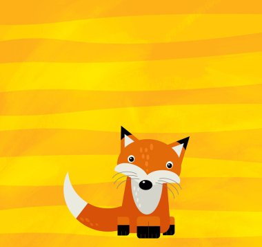 Sarı çizgili vahşi tilki resimli çizgi film sahnesi