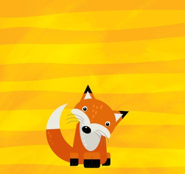 Sarı çizgili vahşi tilki resimli çizgi film sahnesi