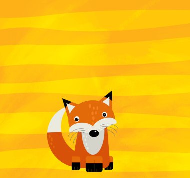 Sarı çizgili vahşi tilki resimli çizgi film sahnesi