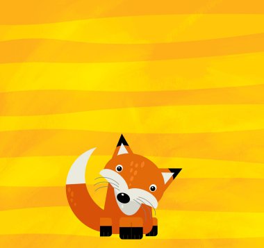 Sarı çizgili vahşi tilki resimli çizgi film sahnesi