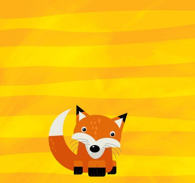 Sarı çizgili vahşi tilki resimli çizgi film sahnesi