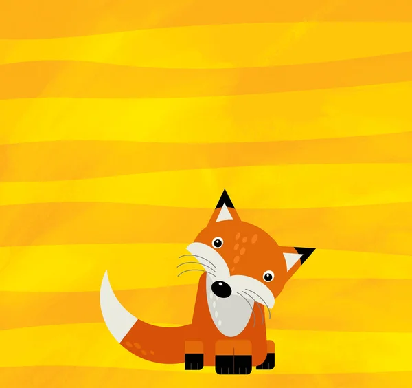 Cena dos desenhos animados com raposa animal selvagem em listras amarelas ilustração — Fotografia de Stock