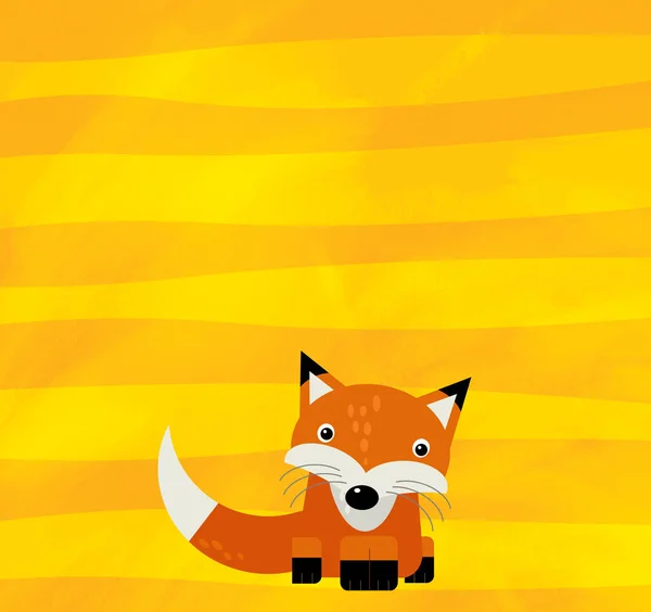 Escena de dibujos animados con zorro animal salvaje en la ilustración rayas amarillas — Foto de Stock