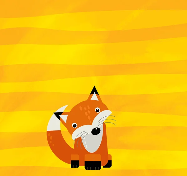Escena de dibujos animados con zorro animal salvaje en la ilustración rayas amarillas — Foto de Stock
