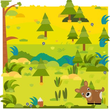 Vahşi hayvan geyik yumurtası illüstrasyonlu çizgi film sahnesi