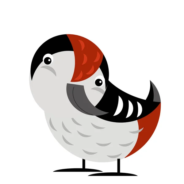 子供のための白い背景イラストにキツツキの鳥と漫画シーン — ストック写真