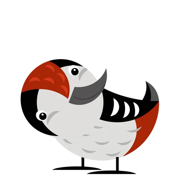 Cena Dos Desenhos Animados Com Woodpecker Pássaro Fundo Branco Ilustração — Fotografia de Stock