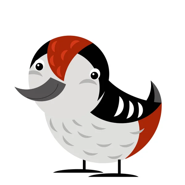 Cena Dos Desenhos Animados Com Woodpecker Pássaro Fundo Branco Ilustração — Fotografia de Stock