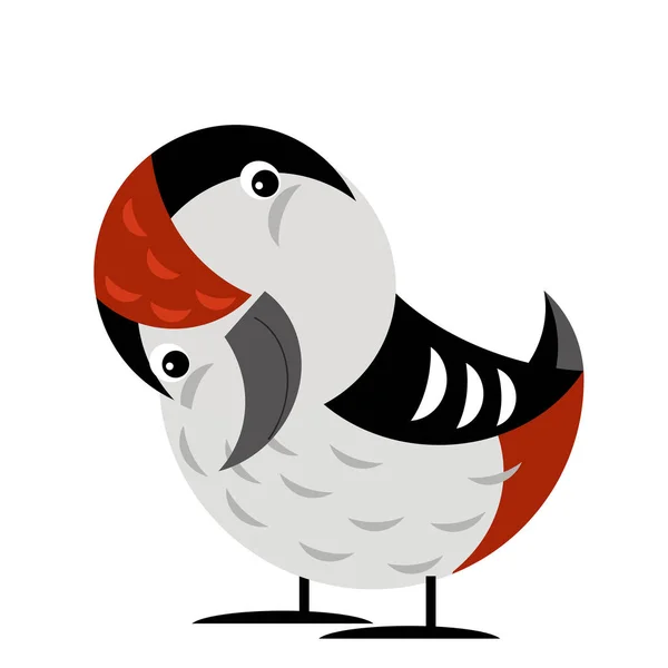 Escena de dibujos animados con pájaro carpintero sobre fondo blanco ilustración —  Fotos de Stock