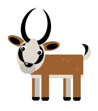 beyaz arkaplanda antilop olan karikatür sahnesi