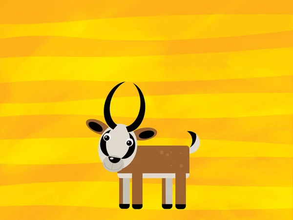 cartoon scene with wild animal antelope on yellow stripes illustration