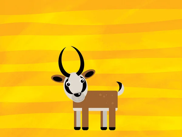 Мультяшная сцена с антилопой диких животных на желтых полосах — стоковое фото