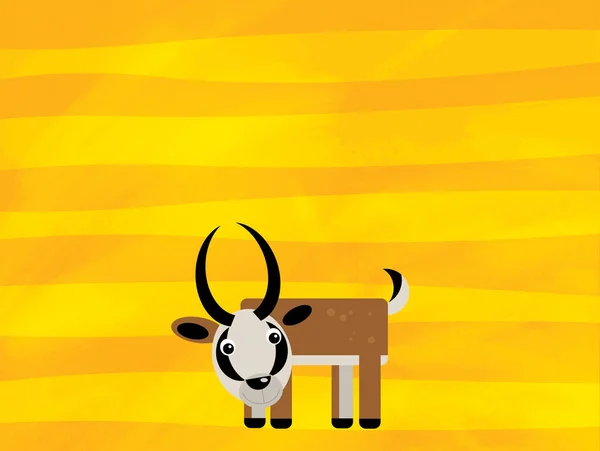 Cartoon scene with wild animal antelope on yellow stripes illustration — 스톡 사진