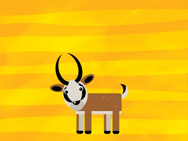 Cartoon scene with wild animal antelope on yellow stripes illustration — 스톡 사진