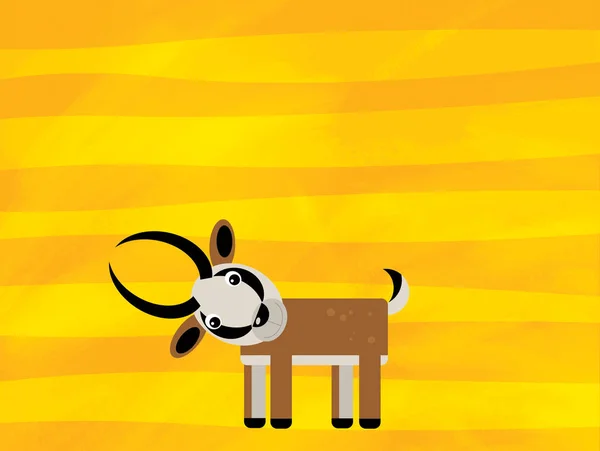 cartoon scene with wild animal antelope on yellow stripes illustration