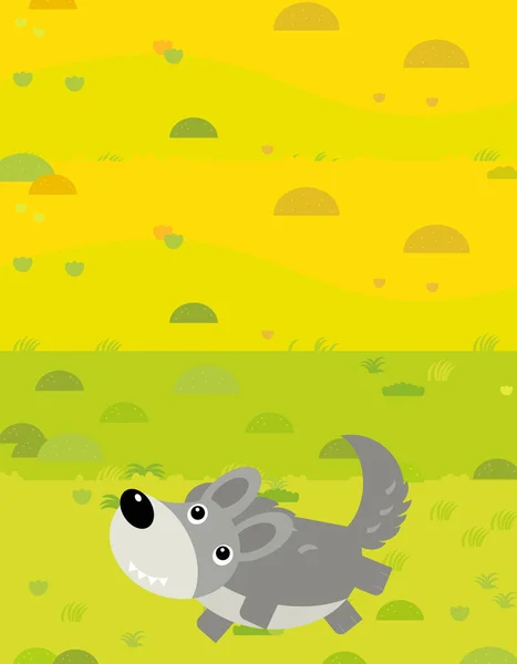 cartoon forest scene with wild animal wolf illustration for children