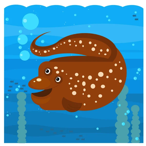 Dessin animé scène sous-marine avec des poissons de récif corallien natation illustration — Photo