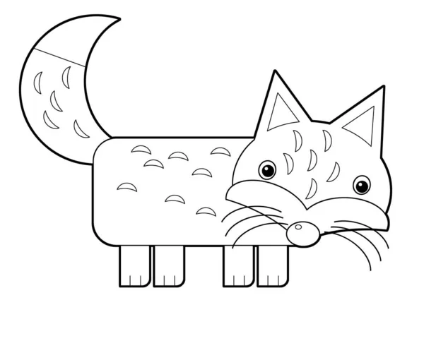 Cartoon happy animal fox coloring page - illustration