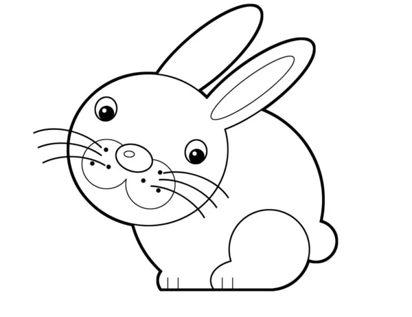 Scena del cartone animato con coniglio coniglio su sfondo bianco - illustrazione — Foto Stock