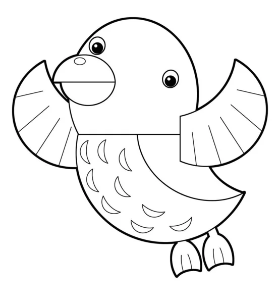 Tecknad djur fågel flyger - färg sida - illustration — Stockfoto