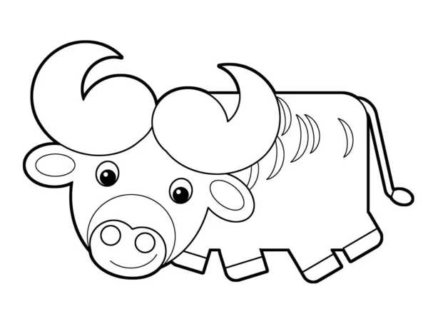 Cartoon scene with ox on white background - illustration — 스톡 사진