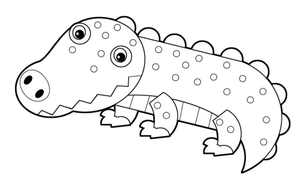 Cartoon scene with happy crocodile alligator on white background — Stock Photo, Image