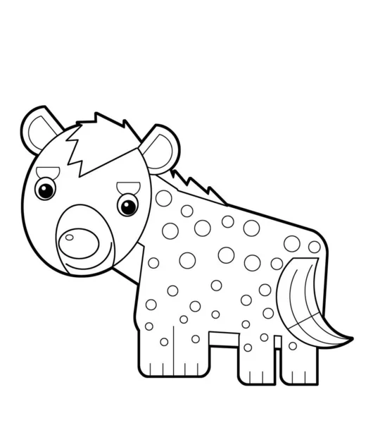 Escena de dibujos animados con hiena sobre fondo blanco ilustración — Foto de Stock