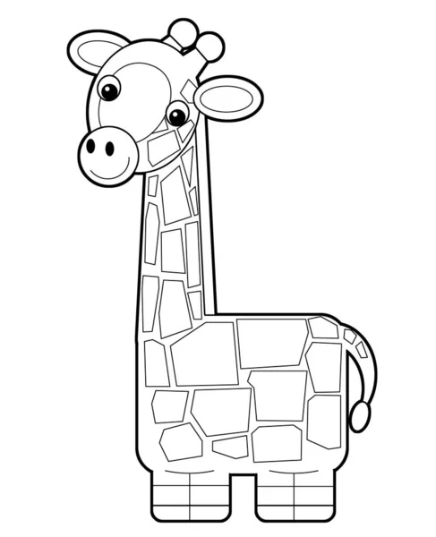 Cena dos desenhos animados com girafa no fundo branco ilustração — Fotografia de Stock