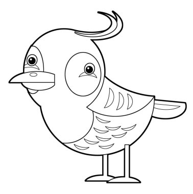 Beyaz arkaplanda uçan çizgi film hayvan kuşu - renklendirme sayfası 