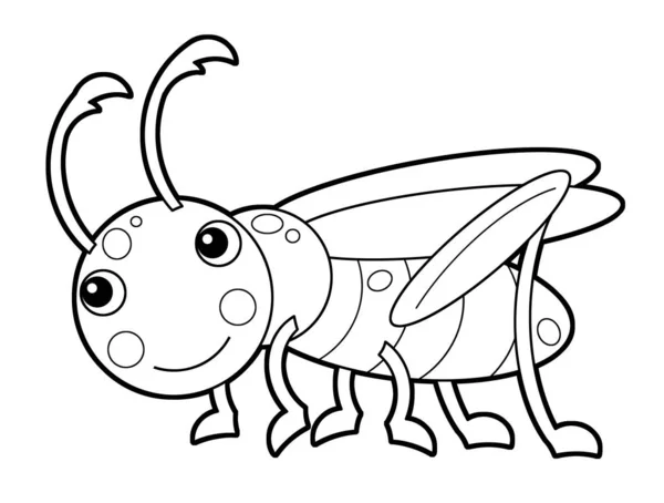 Cartoon animal grasshopper hopper on white background - coloring — 스톡 사진