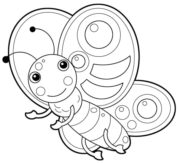 Cartoon animal butterfly on white background - coloring page - i — Stock Photo, Image