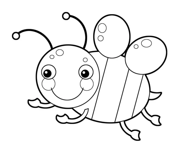 白色背景上的卡通动物昆虫蜂-着色页 - — 图库照片