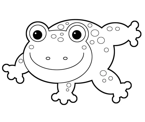 Мультяшна жаба тварин на білому тлі - розмальовка сторінка i — стокове фото