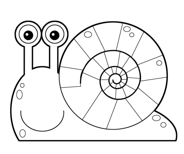 Cartoon animal snail on white background - coloring page - illus — Stock Image Cartoon animal snail on white background - coloring page - illus Stock Image
