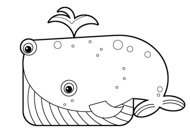 Yüzen mercan resifi balina nükteli karikatür sahnesi