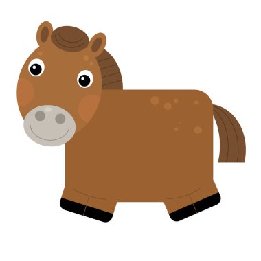 Cartoon funny animal horse pony isolated on white background - i