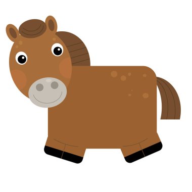 Cartoon funny animal horse pony isolated on white background - i