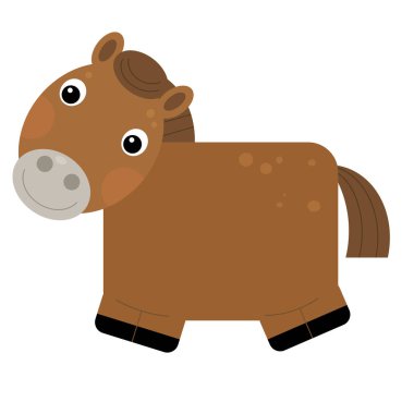 Cartoon funny animal horse pony isolated on white background - i