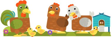 Cartoon funny bird chicken isolated on white background - illust