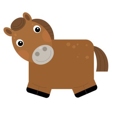 Cartoon funny animal horse pony isolated on white background - i