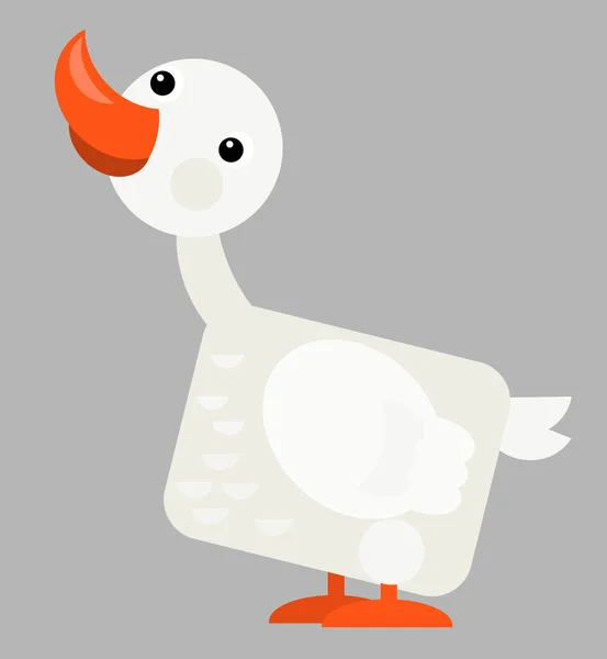 Cartoon scene with happy goose on flat background illustration — Stock Photo, Image