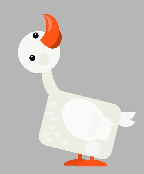 Cartoon scene with happy goose on flat background illustration — ストック写真