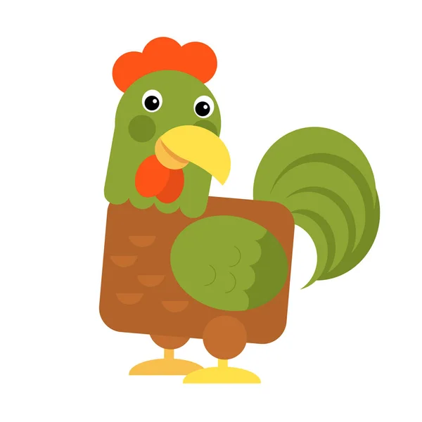 Cartoon funny bird chicken rooster isolated on white background — 스톡 사진