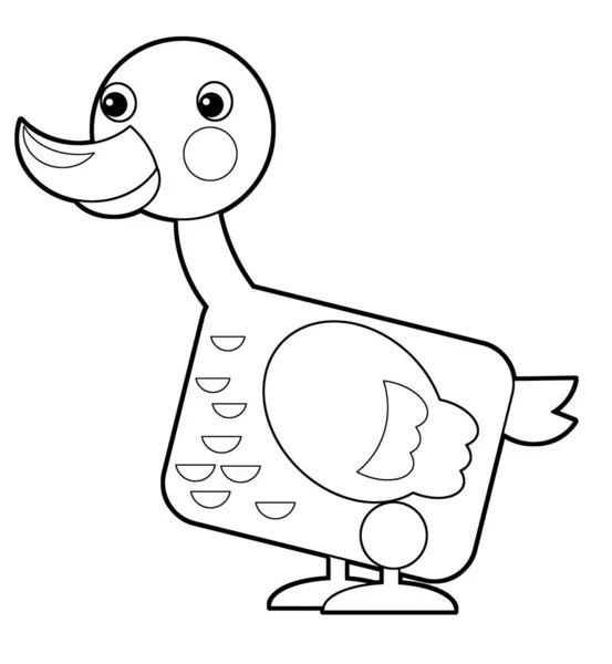 Cartoon happy farm animal cheerful goose isolated on white backg — Stok fotoğraf