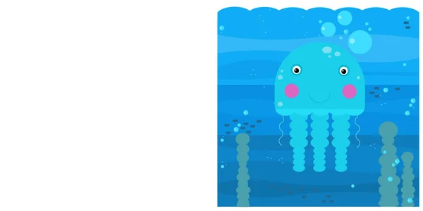 Kreskówka podwodna scena z pływającą rafą koralową meduzy — Zdjęcie stockowe