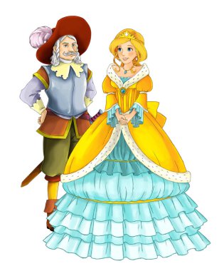 Karikatür mutlu evli çift beyaz arka planda - illu