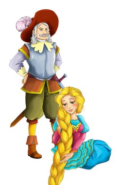 Karikatür mutlu evli çift beyaz arka planda - illu