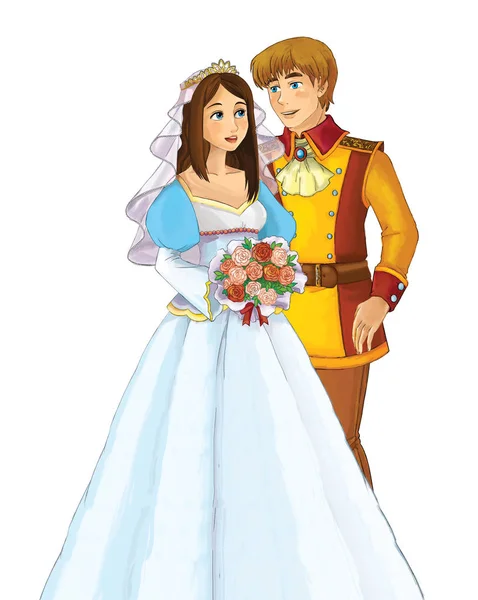 Cartone animato felice coppia sposata insieme su sfondo bianco - illu — Foto Stock