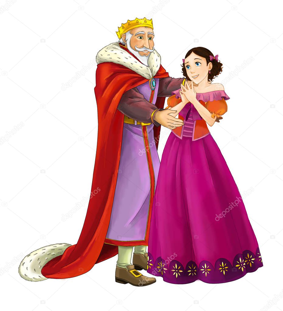 Cartoon happy married couple together on white background - illu