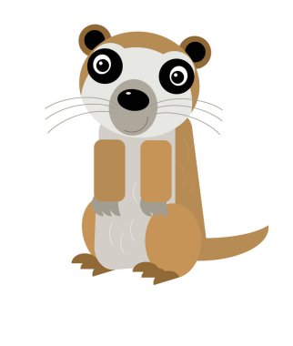 Beyaz arka planda çocuklar için safari resimlerinde mirket olan çizgi film sahnesi